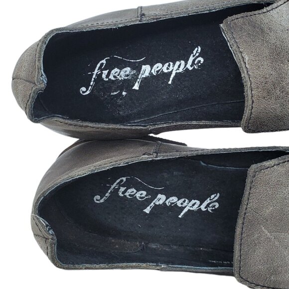 Free People Womens Loafers Size 6 / 36 Slip On Flats Sitar Woven Leather Gray - Picture 6 of 8